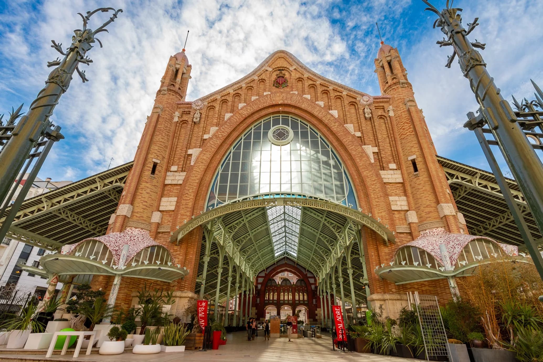 The stunning art nouveau facade of Valencia's Mercado Central is a masterpiece of modernista architecture.